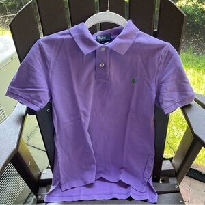 Polo By Ralph Lauren- Boys S/S polo Shirt, Purple w/ Green horse, Size M (12/14)